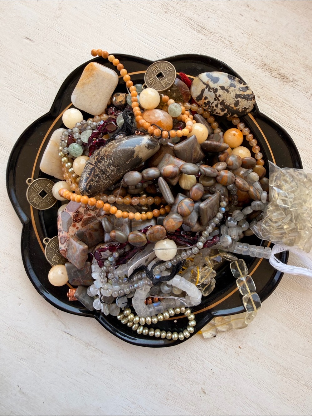 Huge Mixed Stone and Bead craft/jewelry Lot in Earth Tones